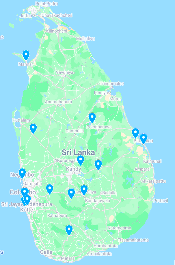 Map of FMM locations in Sri Lanka